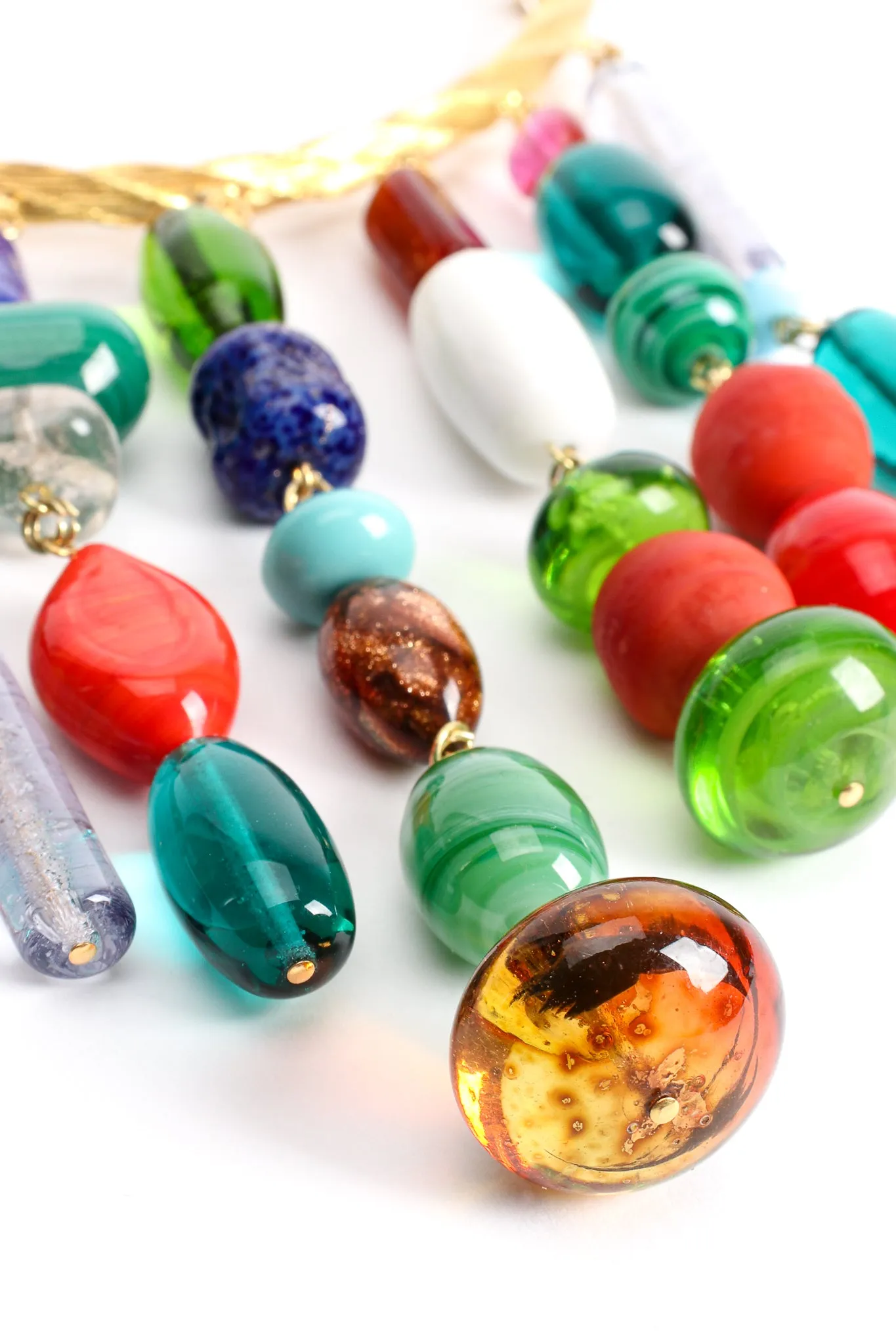 Glass Bead Waterfall Necklace