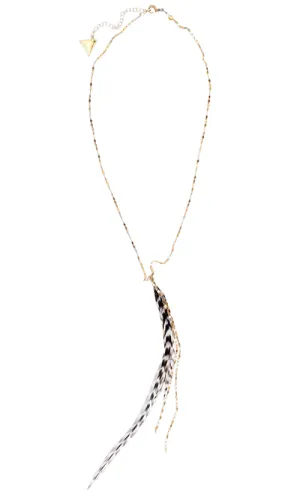 Glistening Feather Necklace - Gold/Stripe