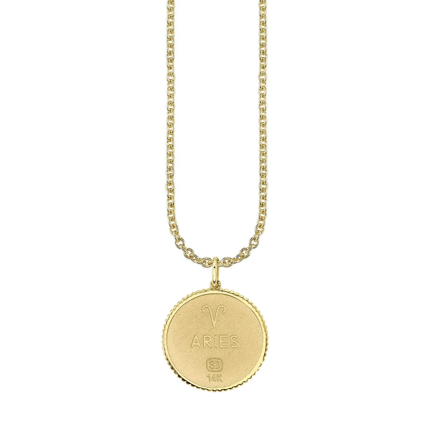 Gold & Diamond Large Aries Zodiac Medallion
