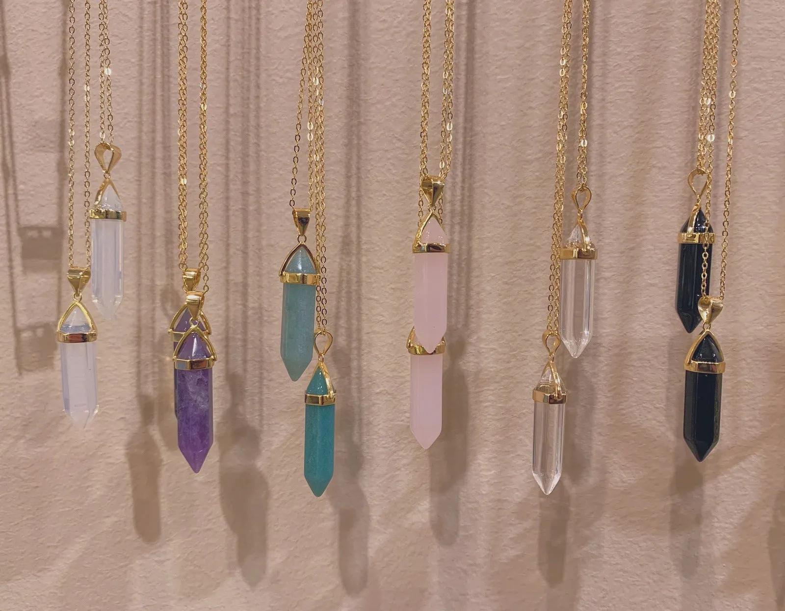 GOLD CLEAR QUARTZ AMULET necklace