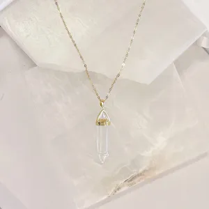 GOLD CLEAR QUARTZ AMULET necklace