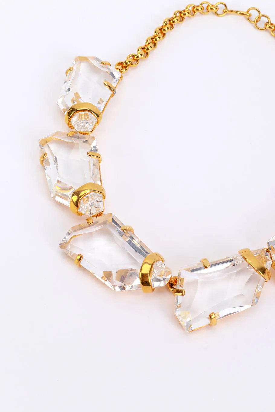 Gold Crystal Ice Nugget Collar Necklace