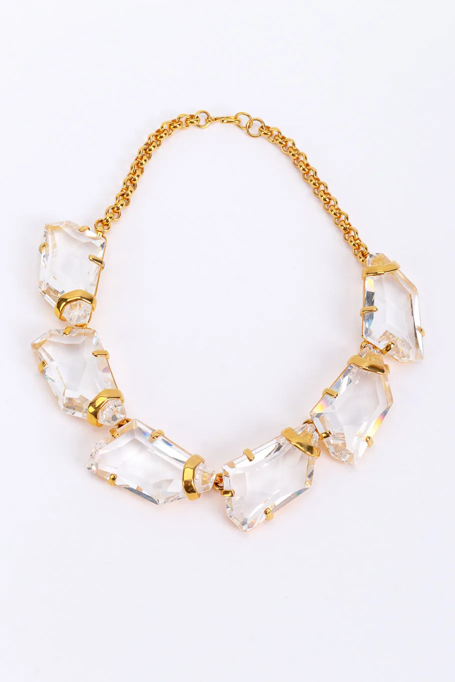 Gold Crystal Ice Nugget Collar Necklace