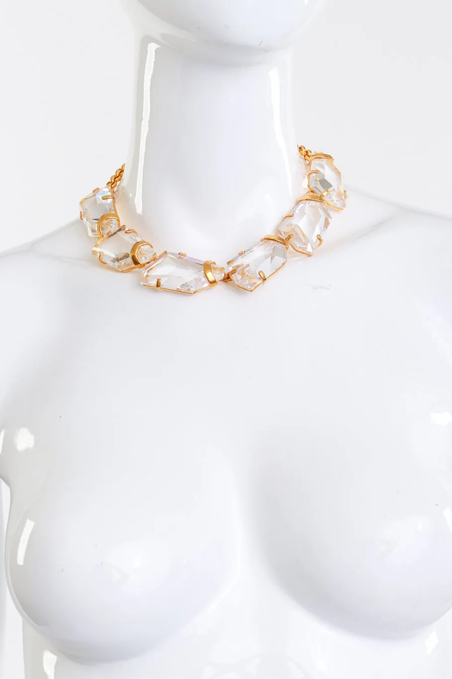 Gold Crystal Ice Nugget Collar Necklace