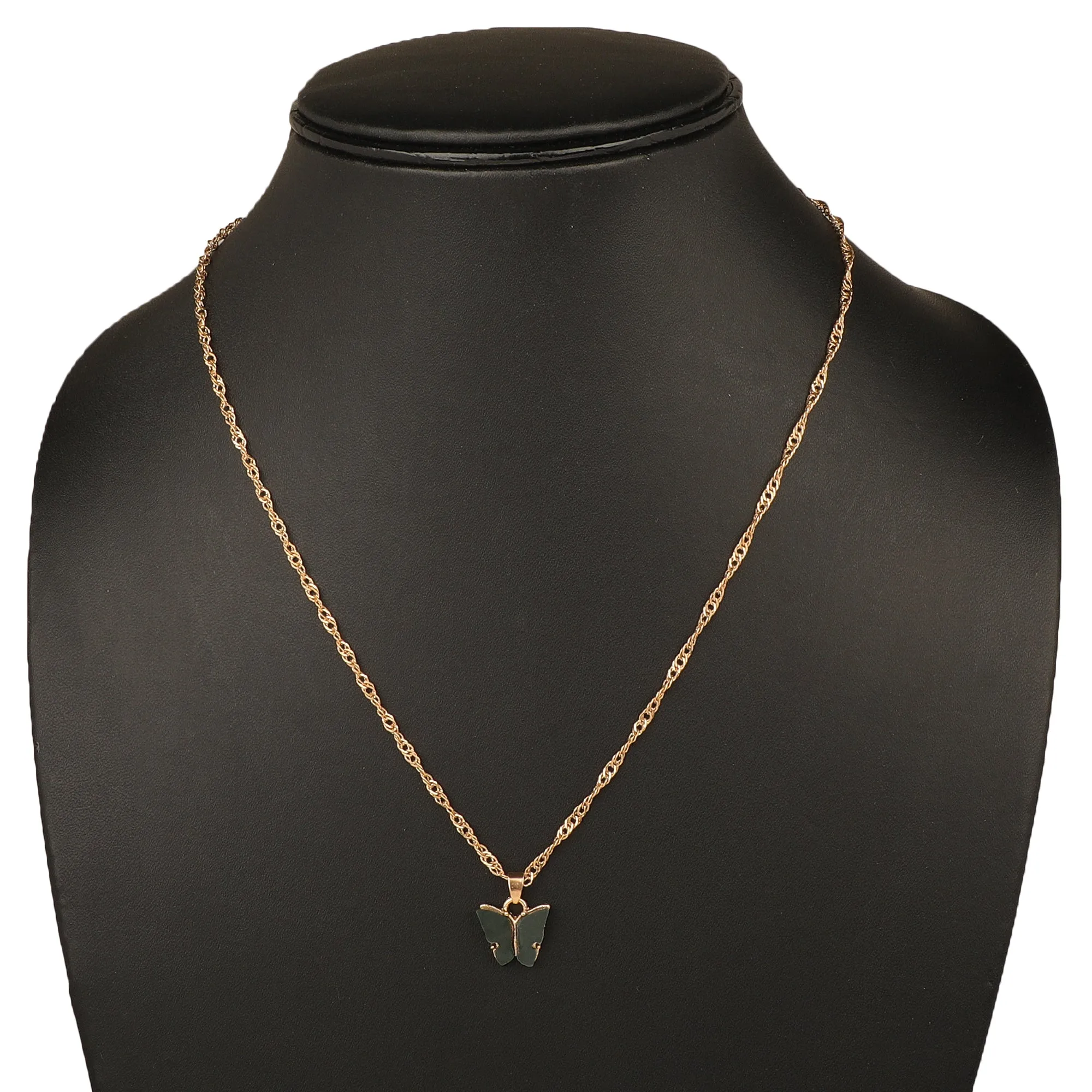Gold Plated Black Butterfly Pendant
