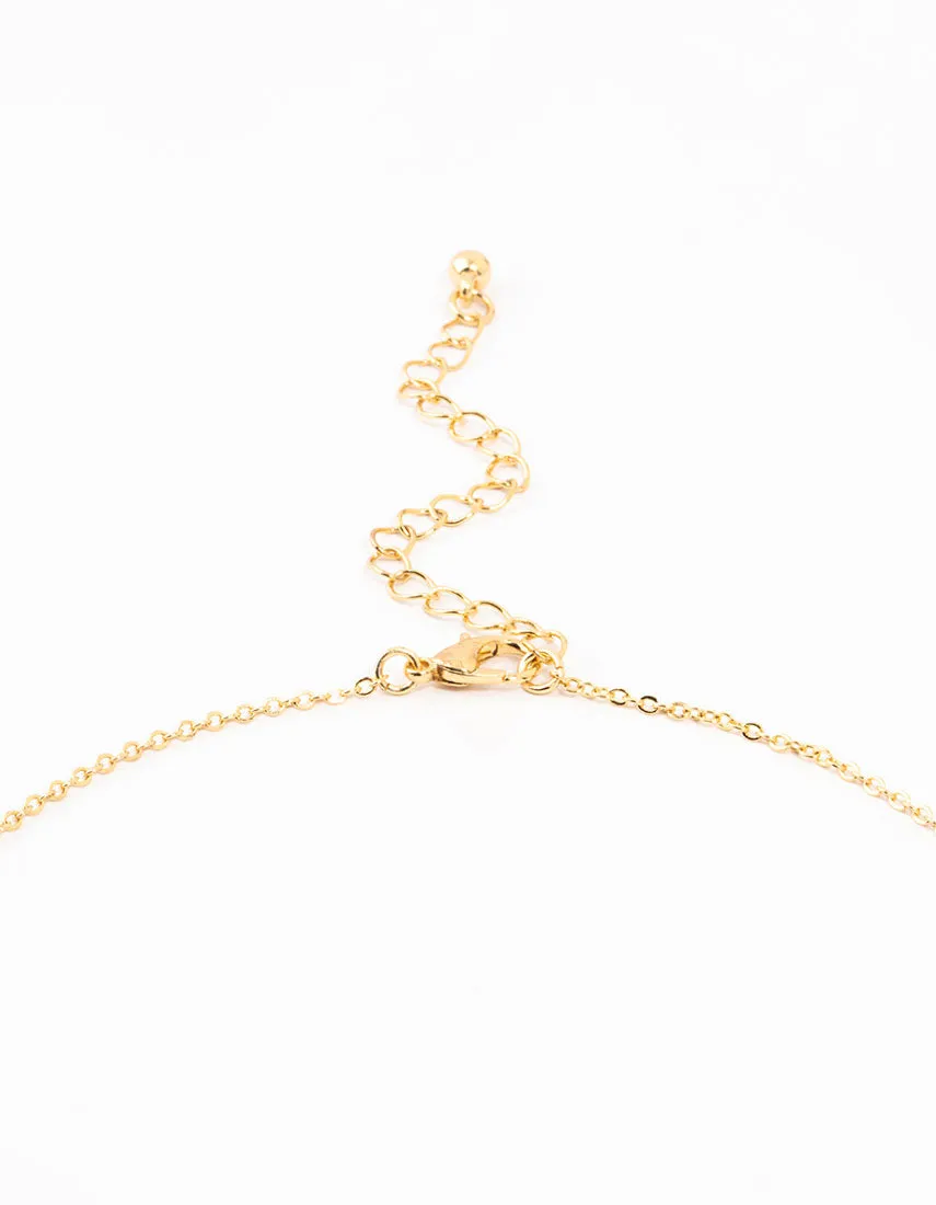 Gold Plated Clear Diamante Butterfly Necklace