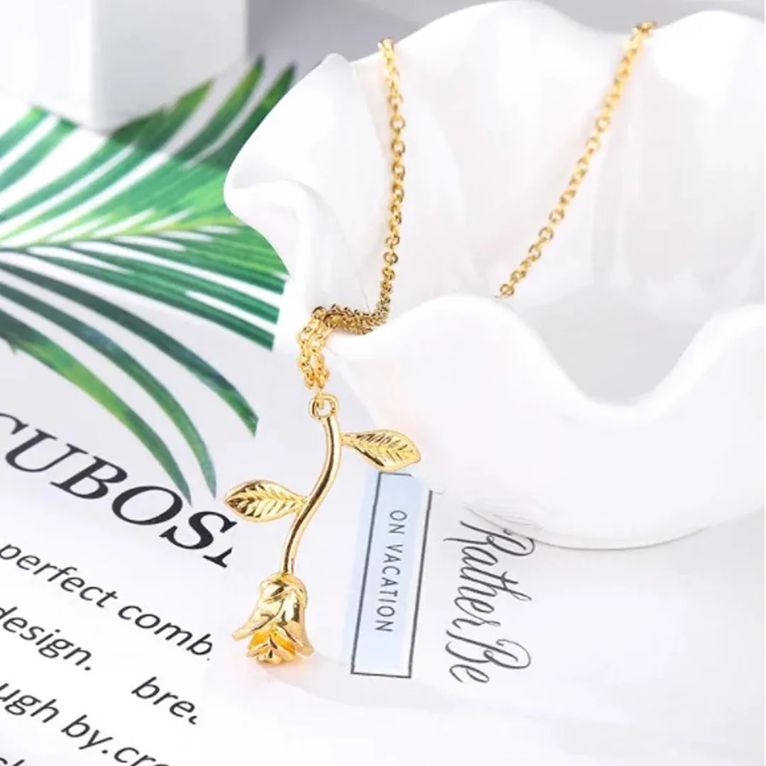 Gold Plated Rose Pendant