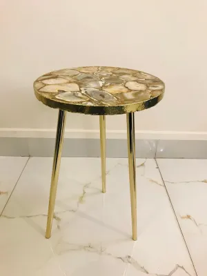 Golden Agate Round Edge Side Coffee Table
