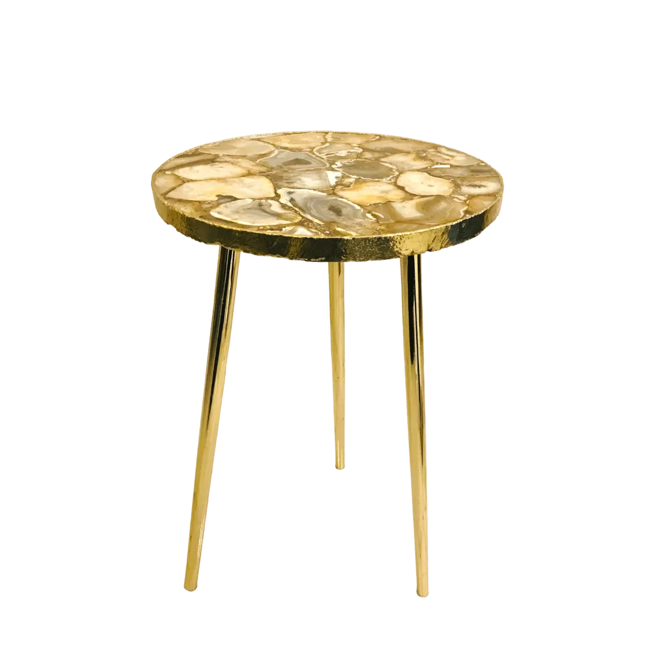 Golden Agate Round Edge Side Coffee Table