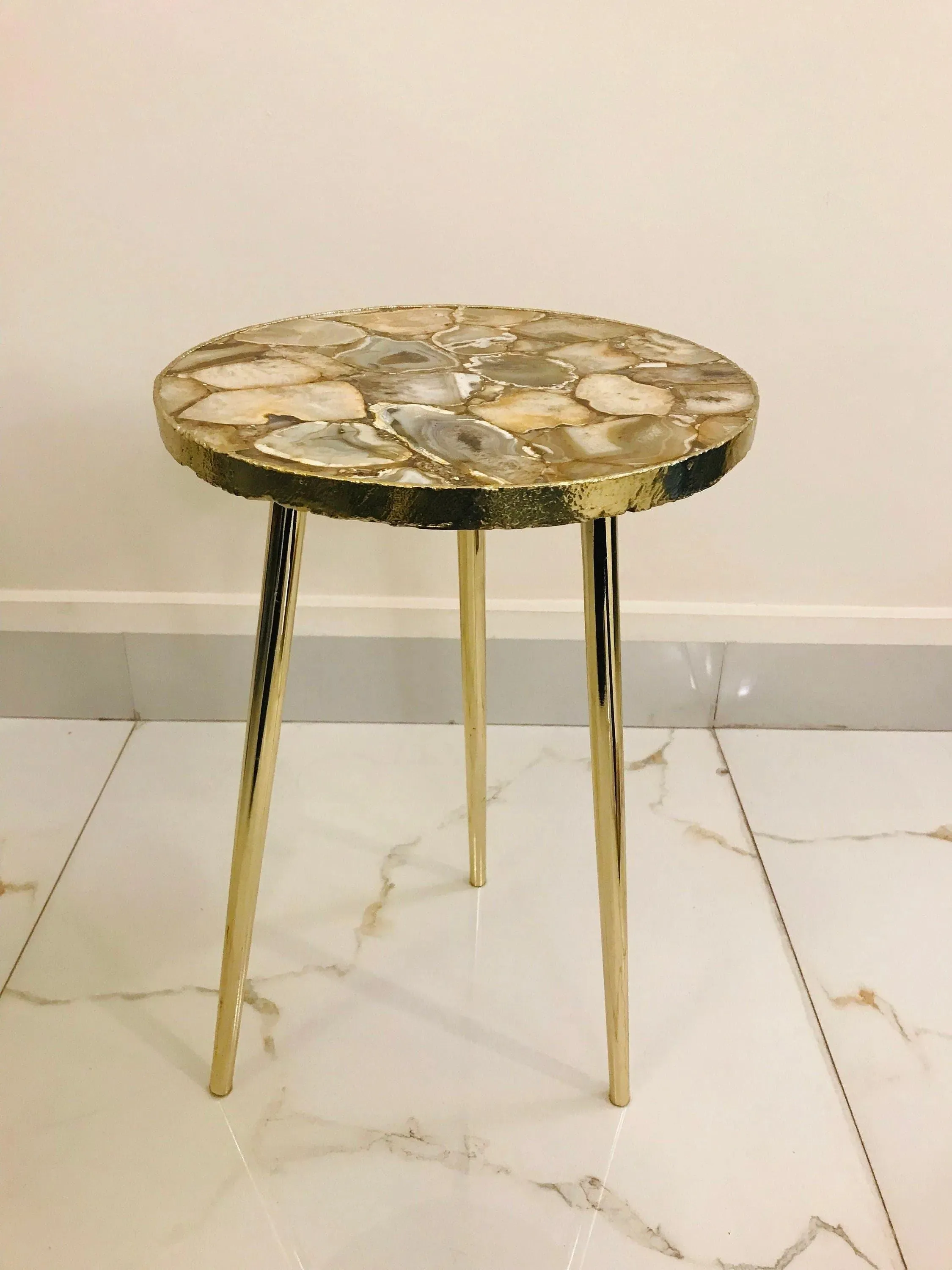 Golden Agate Round Edge Side Coffee Table
