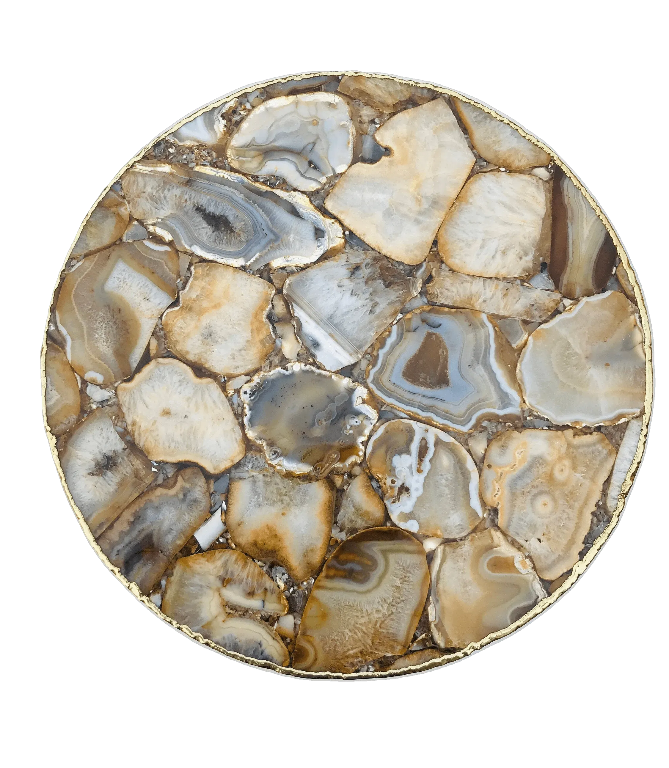 Golden Agate Round Edge Side Coffee Table