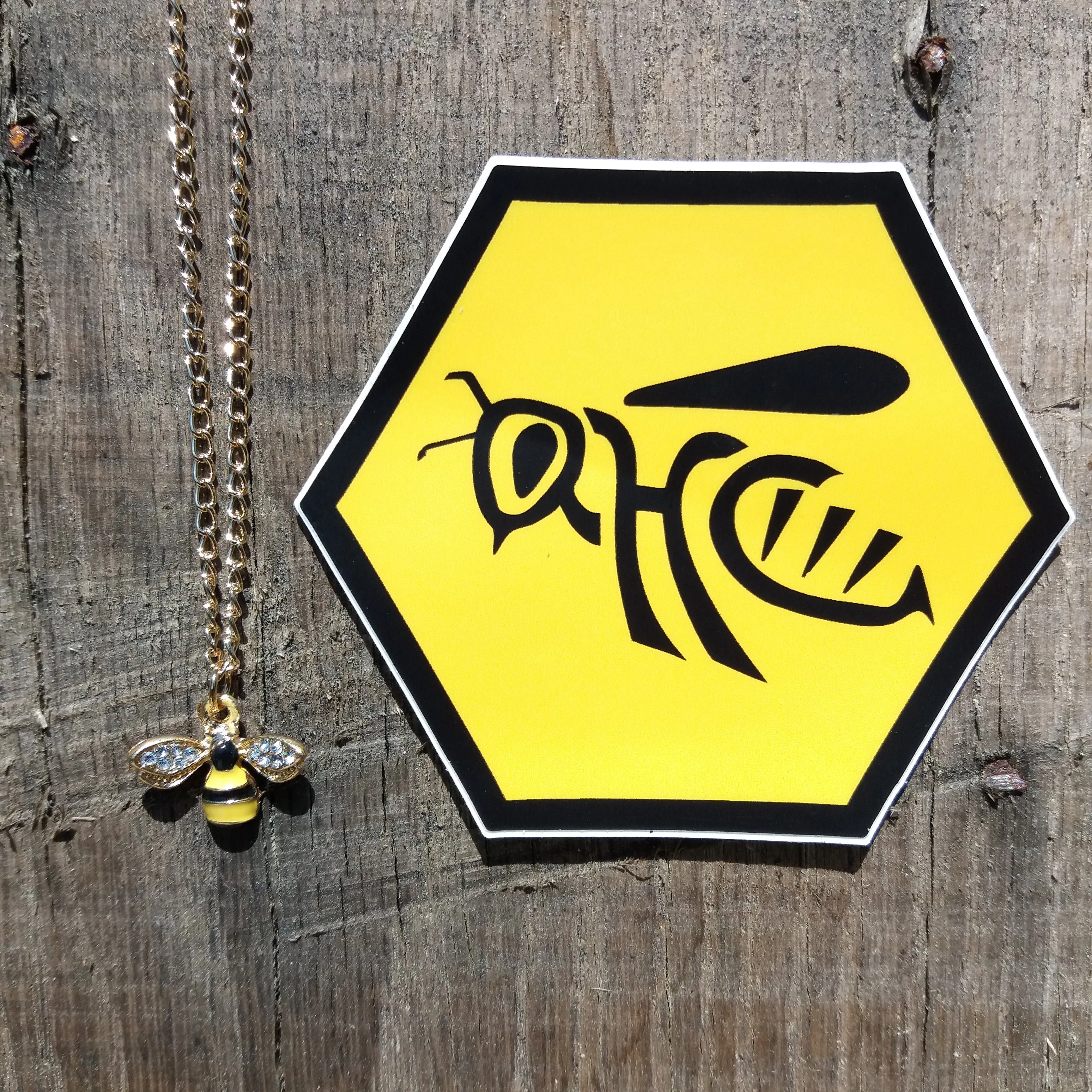 GOLDEN BEE WITH RHINESTONE WING NECKLACE