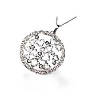 Gorgeous Estate 14K White Gold Diamond Hearts Pendant Necklace