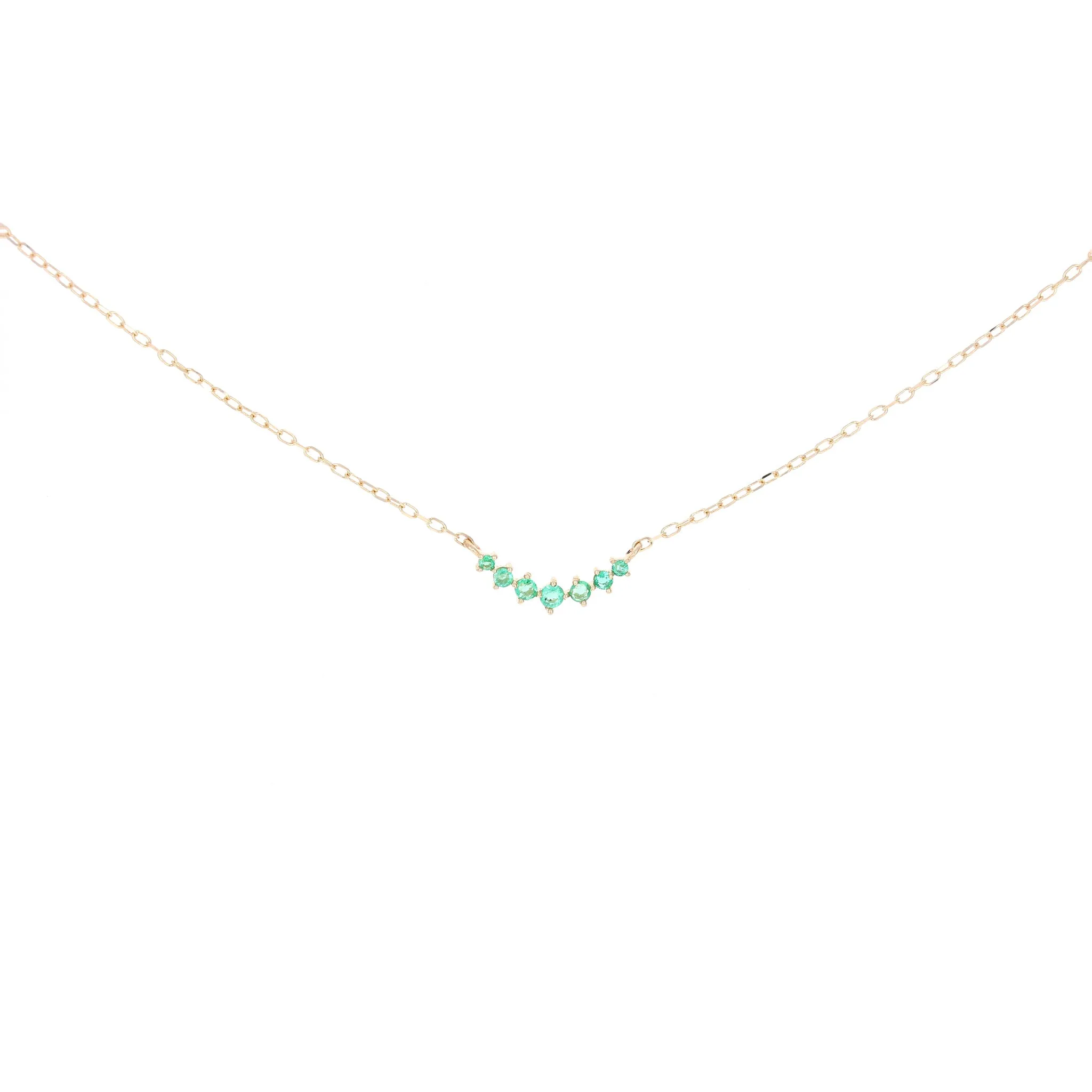 Graduated Gemstone Curved Bar Necklace