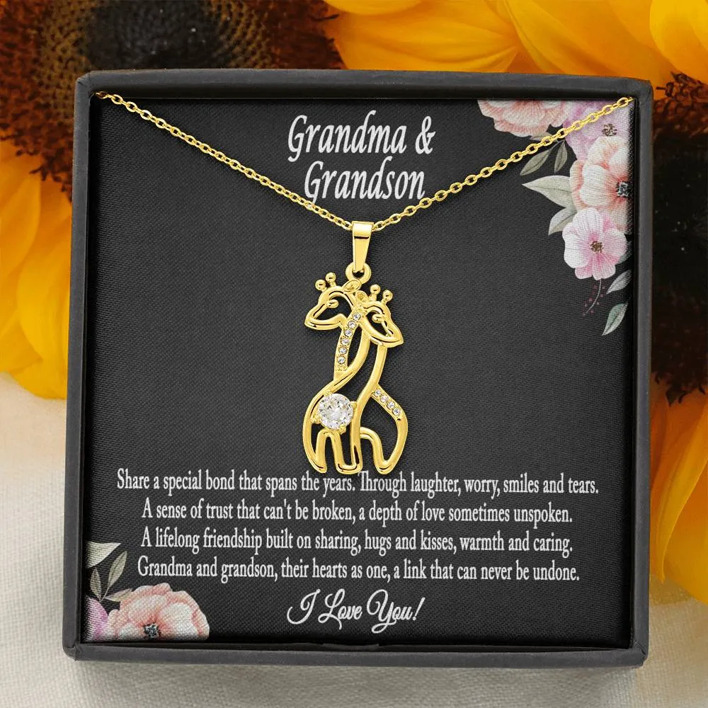 Grandmother & Grandson Necklace, Grandma Gift, Birthday Gift For Grandma From Grandson - Giraffe Necklace