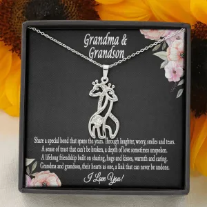 Grandmother & Grandson Necklace, Grandma Gift, Birthday Gift For Grandma From Grandson - Giraffe Necklace