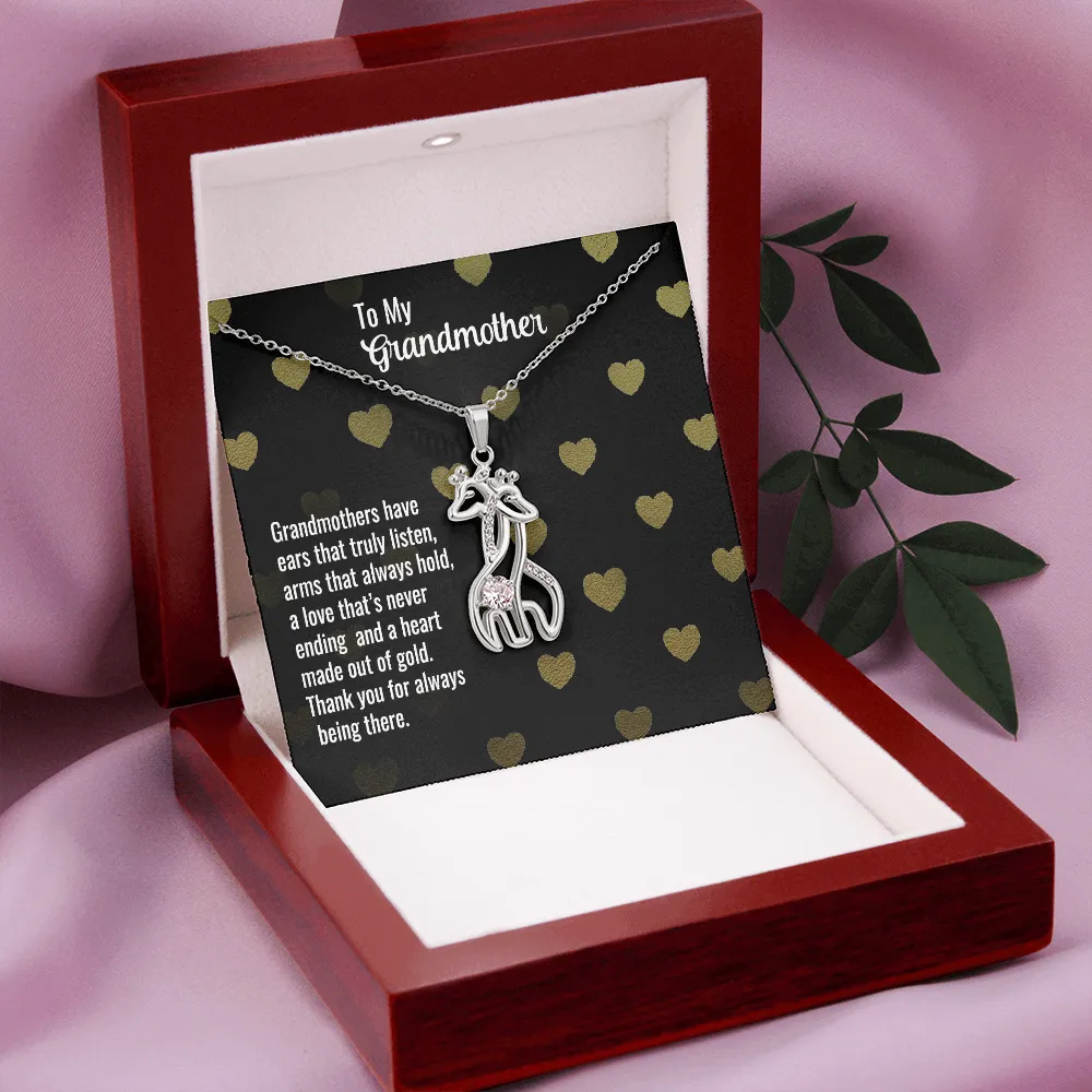 Grandmother Necklace, Giraffe Necklace-A Heart of Gold