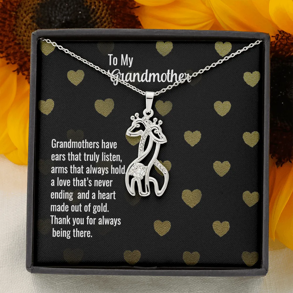 Grandmother Necklace, Giraffe Necklace-A Heart of Gold