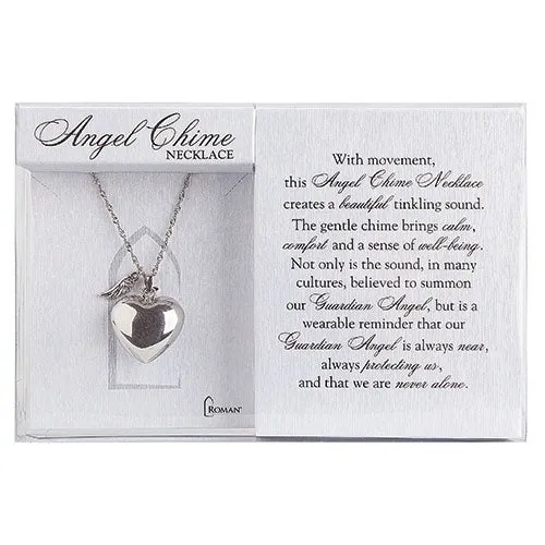 Guardian Angel and Heart Chime Necklace 36"