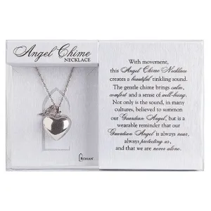 Guardian Angel and Heart Chime Necklace 36"