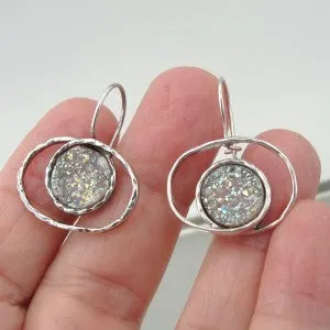 Hadar Designers druzy earrings 925 sterling silver new artist handmade (I e682)
