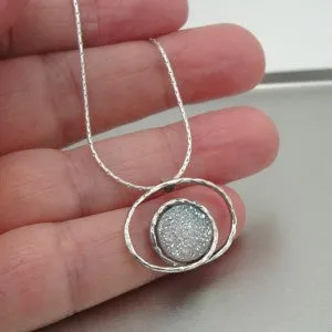 Hadar Designers druzy earrings 925 sterling silver new artist handmade (I e682)