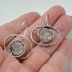 Hadar Designers druzy earrings 925 sterling silver new artist handmade (I e682)