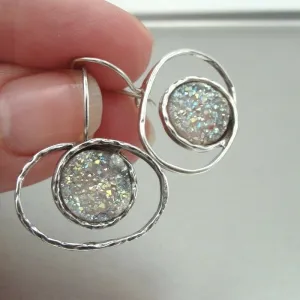 Hadar Designers druzy earrings 925 sterling silver new artist handmade (I e682)