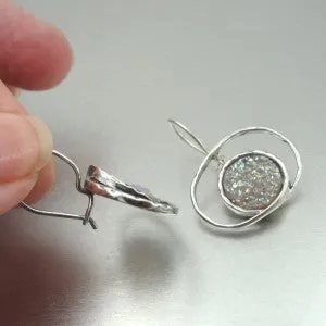 Hadar Designers druzy earrings 925 sterling silver new artist handmade (I e682)
