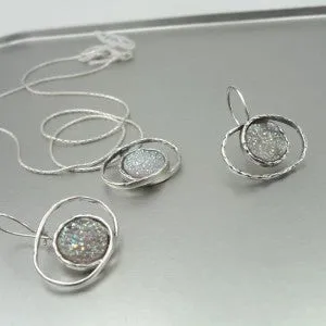 Hadar Designers druzy earrings 925 sterling silver new artist handmade (I e682)