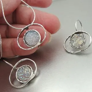 Hadar Designers druzy earrings 925 sterling silver new artist handmade (I e682)