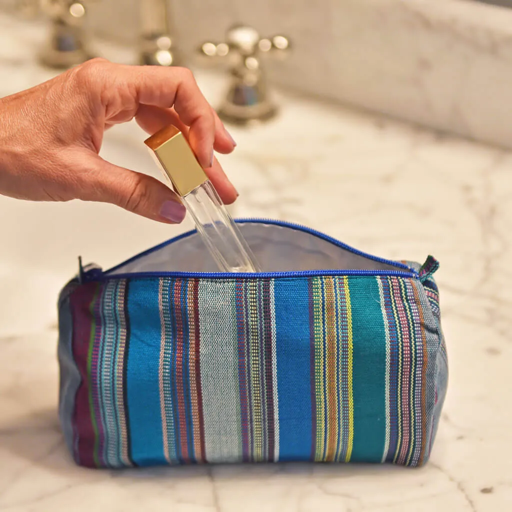 Hand Woven Cosmetic Bag | Quetzal Jade Stripe