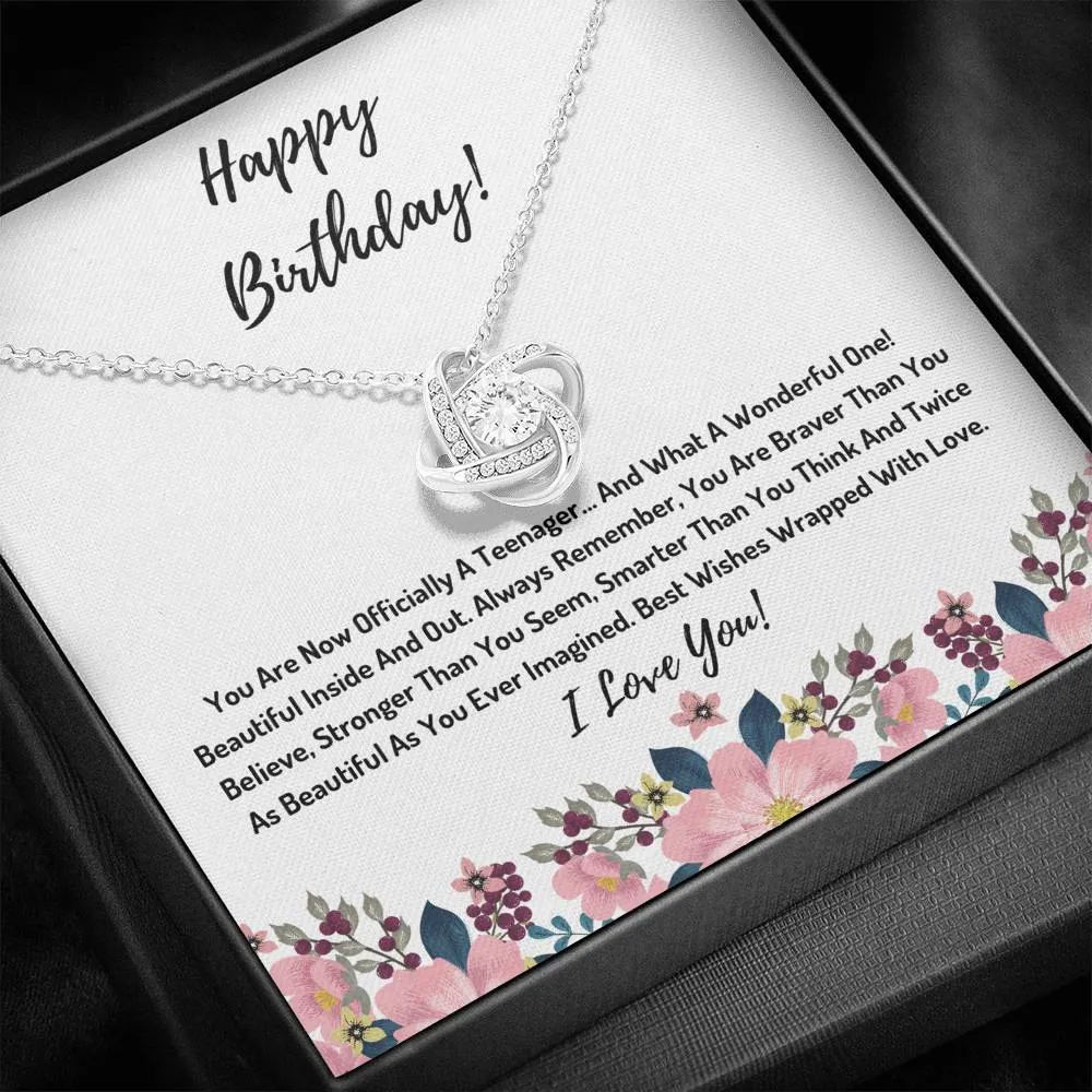Happy Birthday- You Are Officially A Teenager Knot Necklace