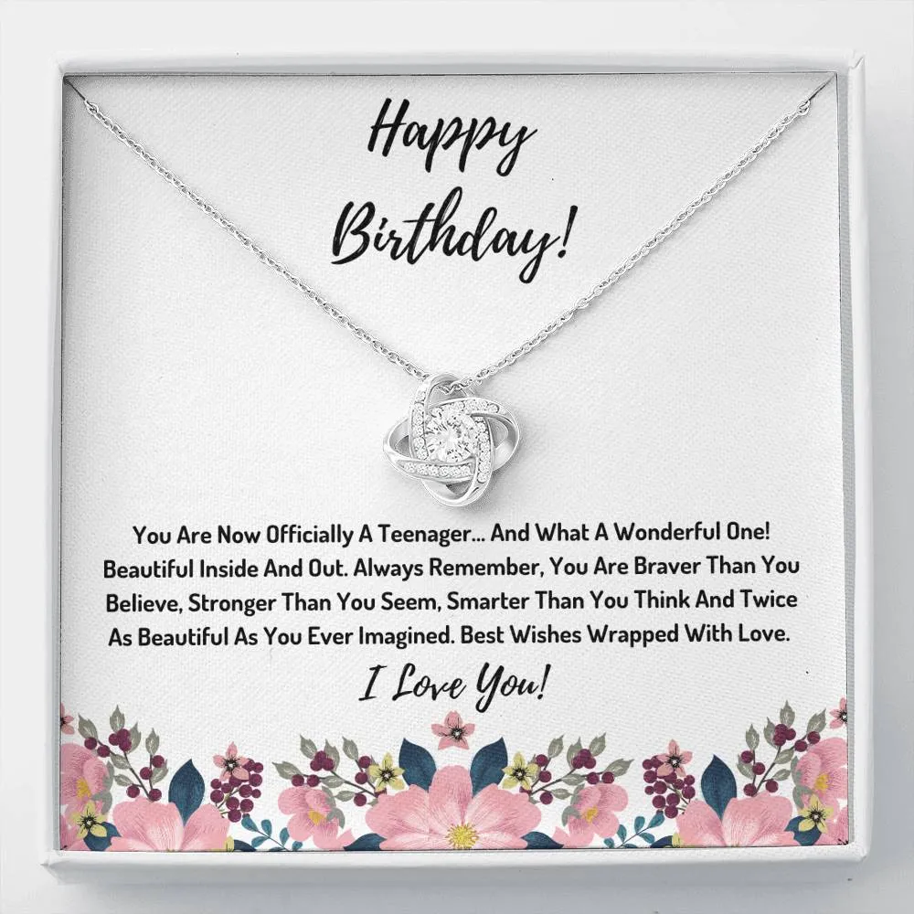 Happy Birthday- You Are Officially A Teenager Knot Necklace