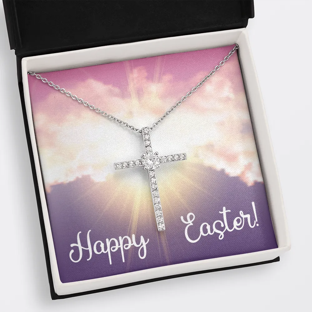 Happy Easter - Dazzling Cubic Zirconia Cross Necklace