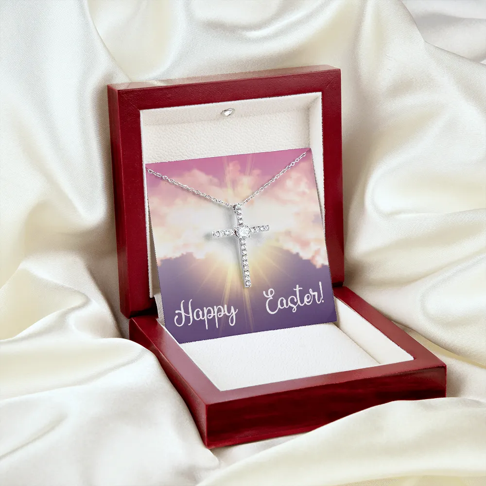 Happy Easter - Dazzling Cubic Zirconia Cross Necklace