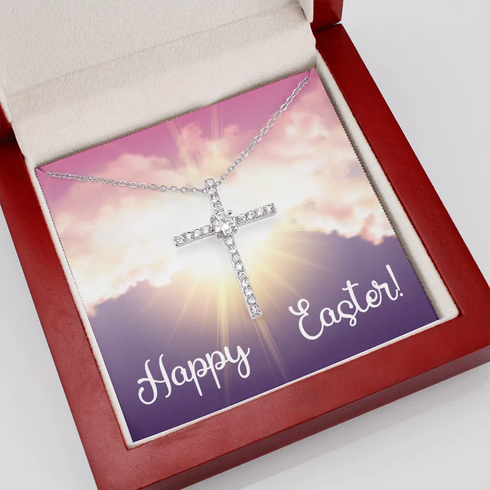 Happy Easter - Dazzling Cubic Zirconia Cross Necklace
