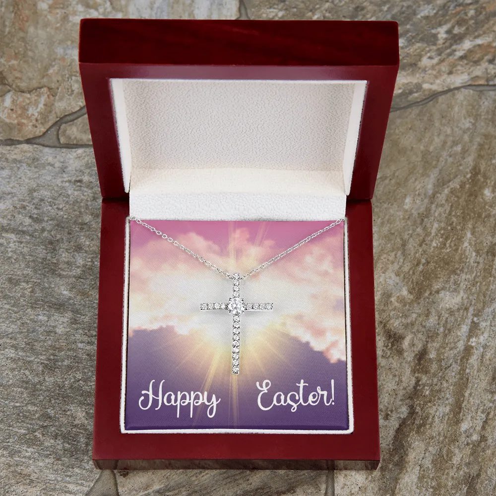 Happy Easter - Dazzling Cubic Zirconia Cross Necklace