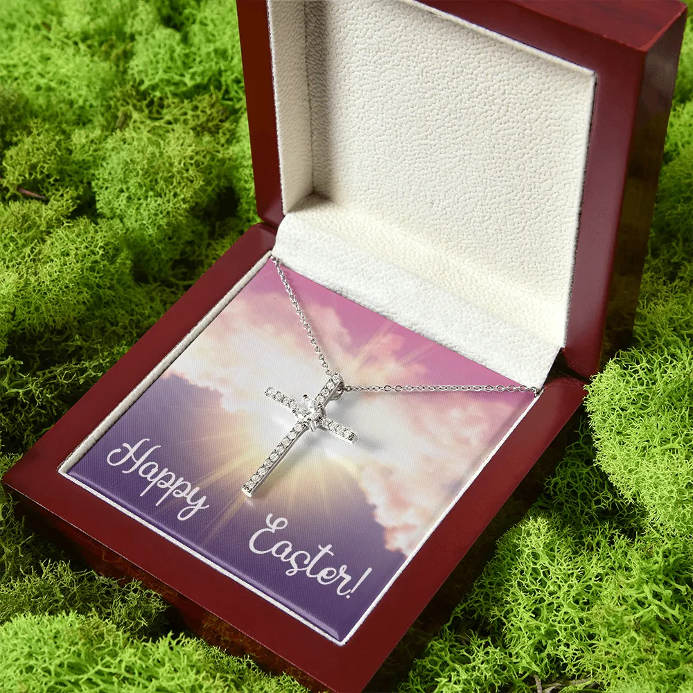Happy Easter - Dazzling Cubic Zirconia Cross Necklace