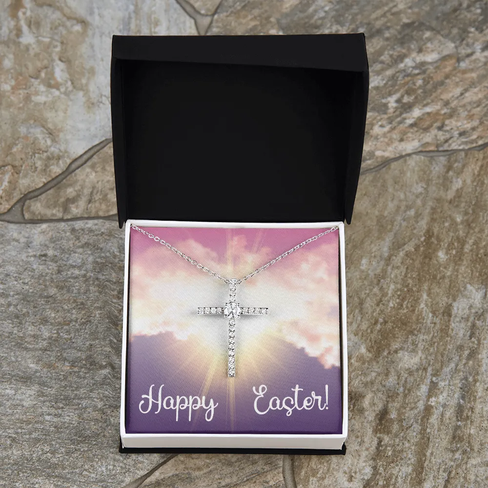 Happy Easter - Dazzling Cubic Zirconia Cross Necklace