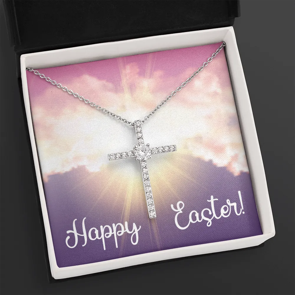 Happy Easter - Dazzling Cubic Zirconia Cross Necklace