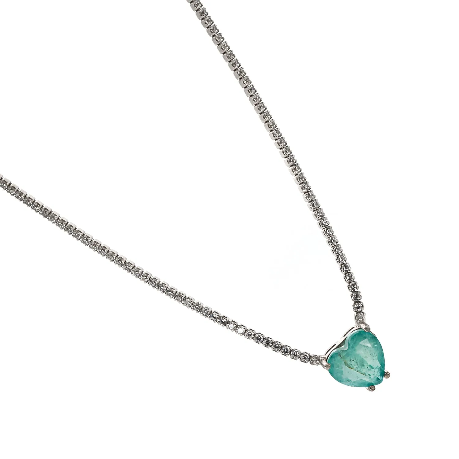 Heart Paraiba Tourmaline Diamond Chain Happy Necklace