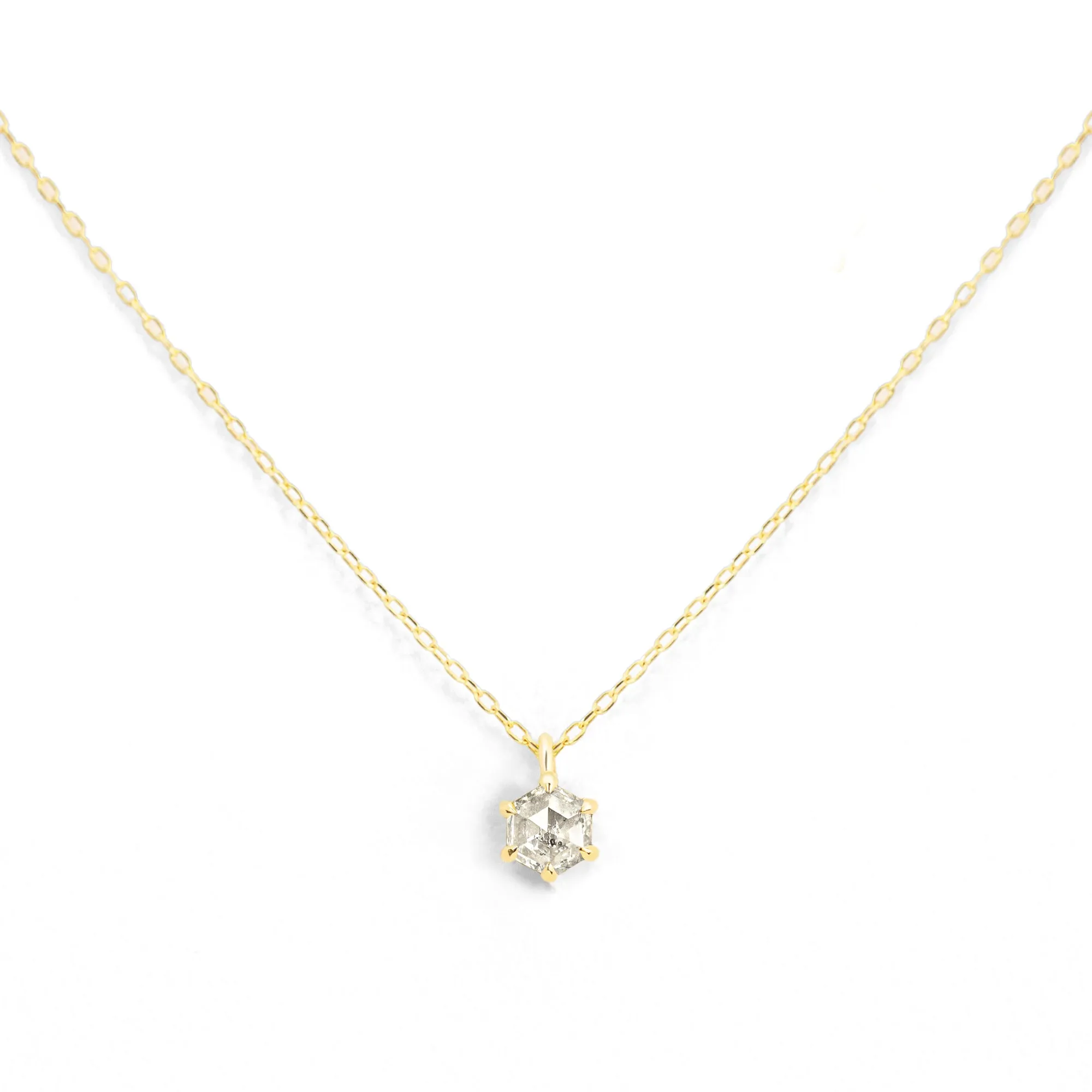 Hexagon Salt and Pepper Diamond Necklace
