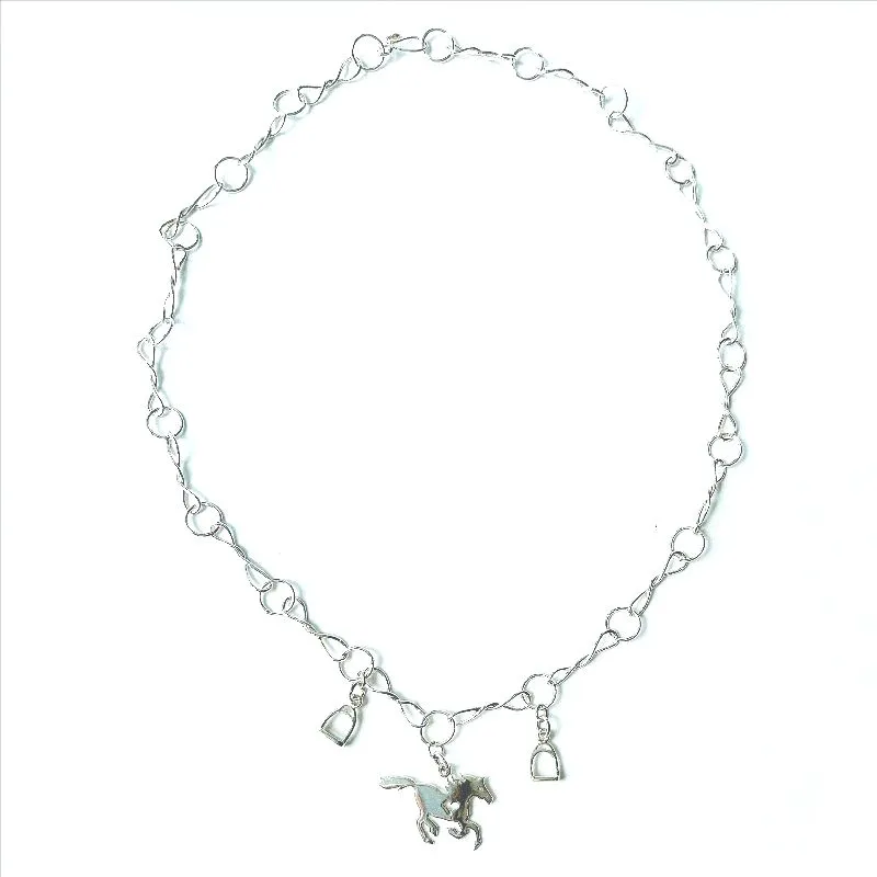 Horse Bit Necklace of Living links with Racing Horse and Stir Up Charms