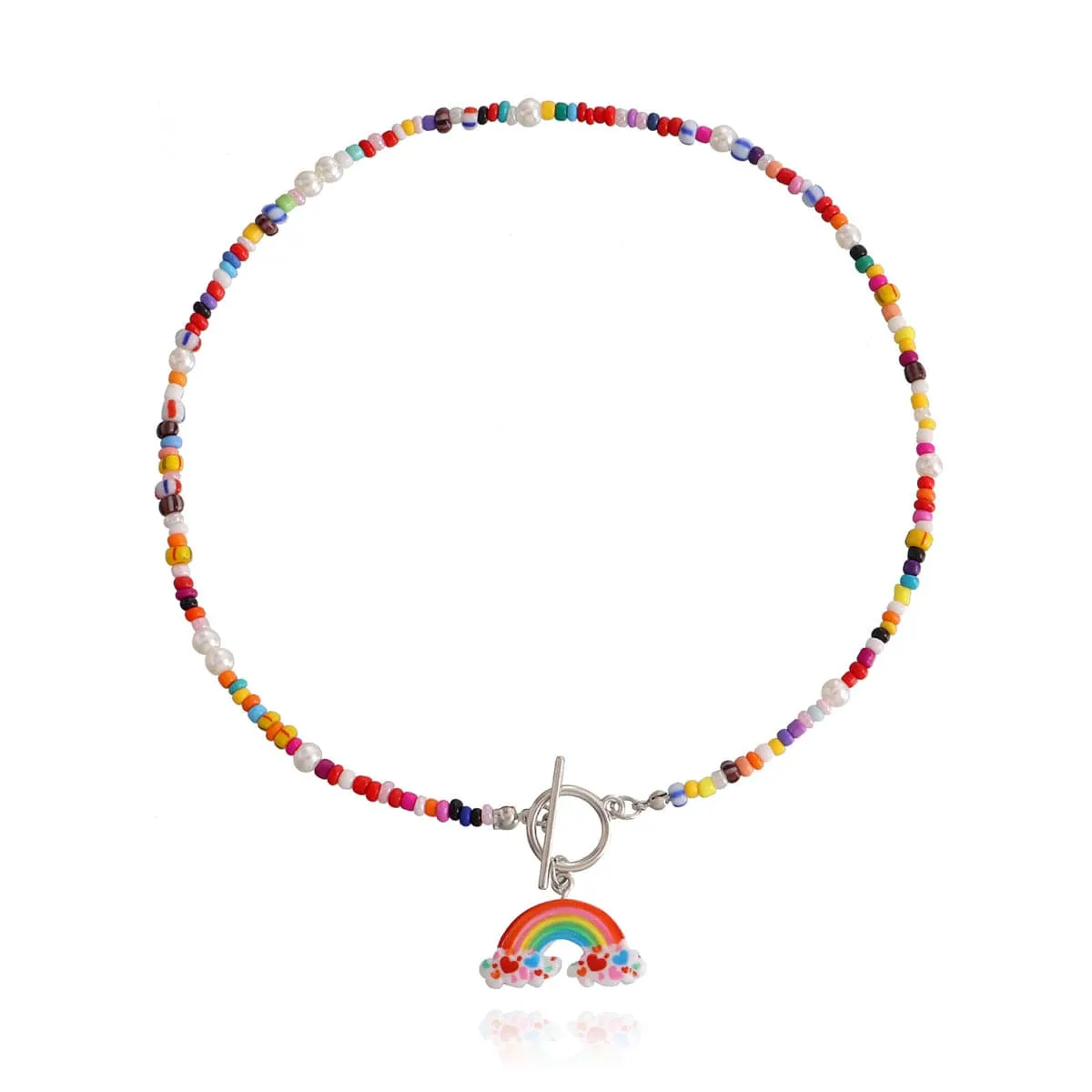 Howlite & Pearl Rainbow Pendant Necklace