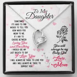 I love and support you-Forever Love Heart Necklace for Daughter, From Mom