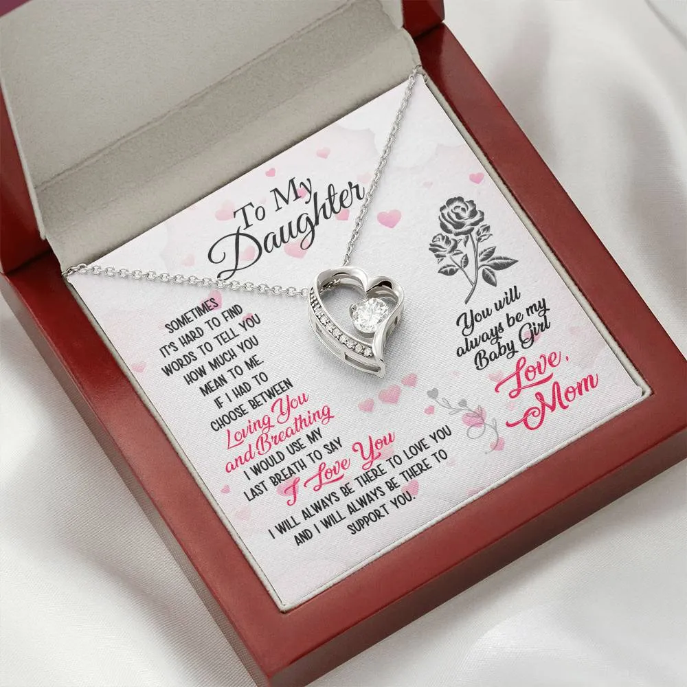 I love and support you-Forever Love Heart Necklace for Daughter, From Mom