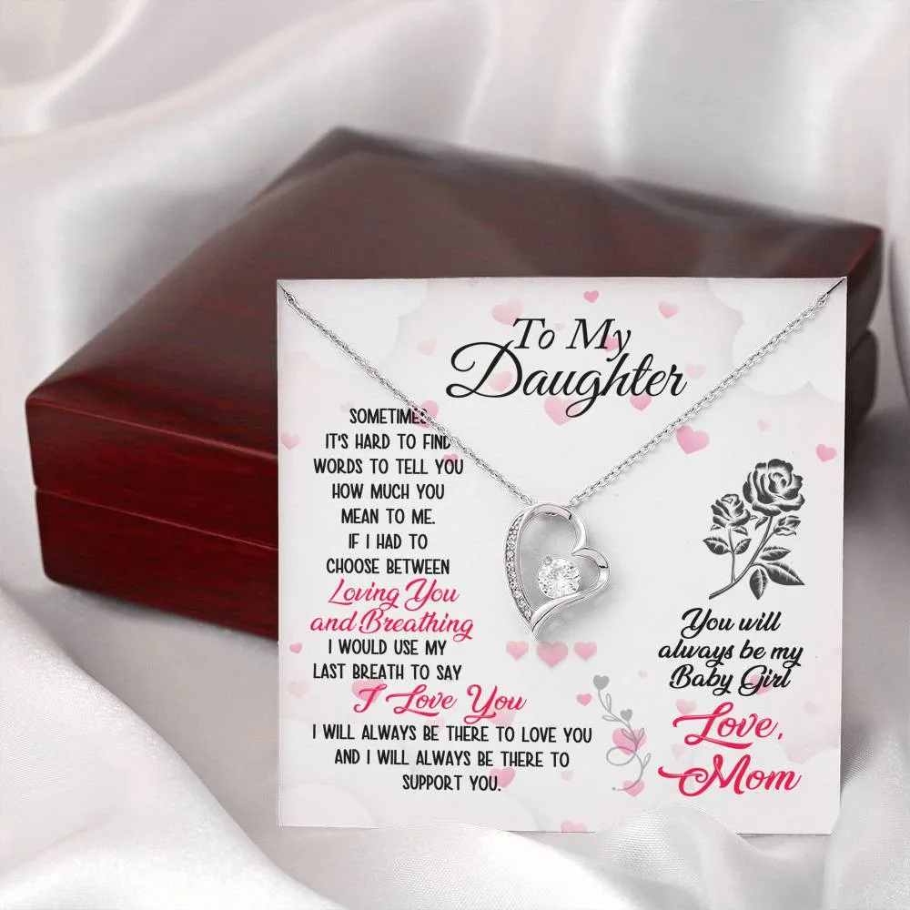 I love and support you-Forever Love Heart Necklace for Daughter, From Mom
