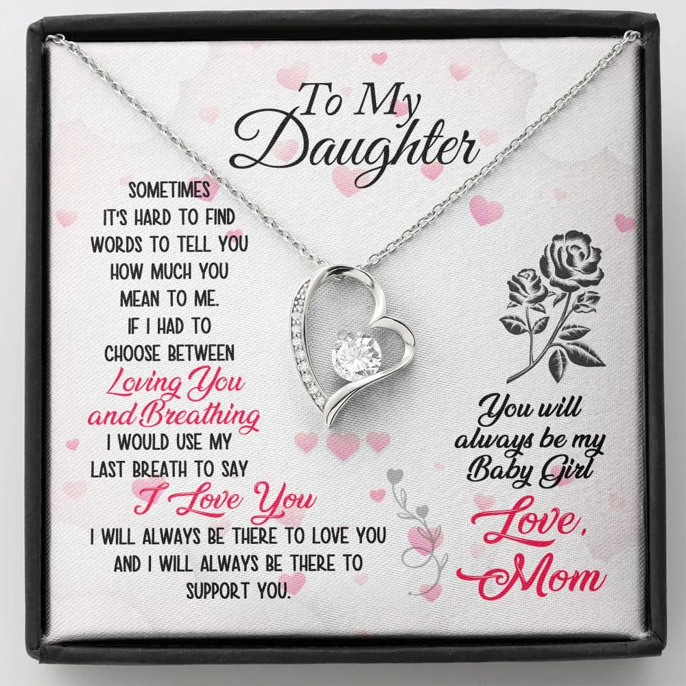 I love and support you-Forever Love Heart Necklace for Daughter, From Mom