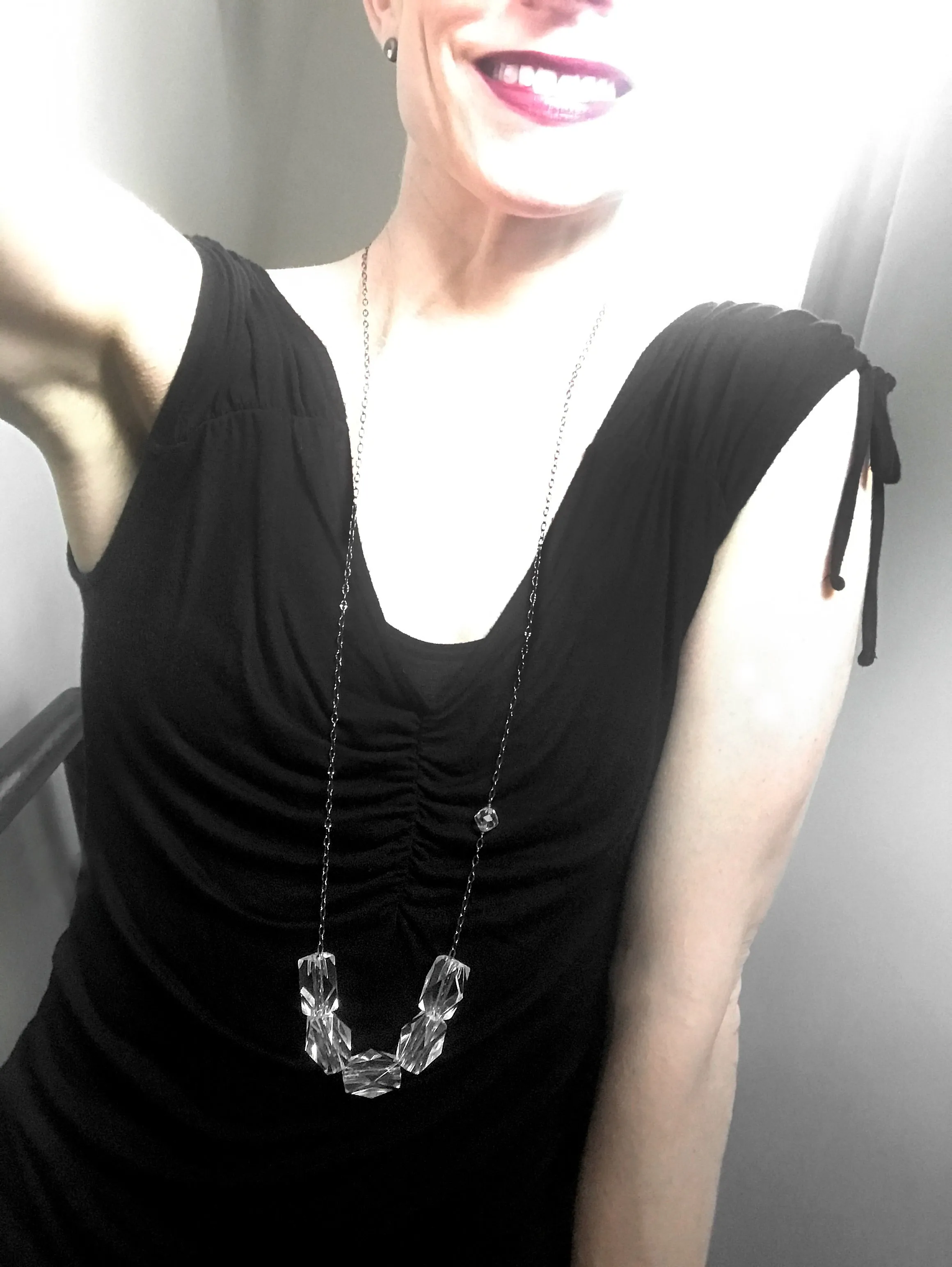 ICE CUBE - Long Clear Acrylic Chunky Cube Necklace